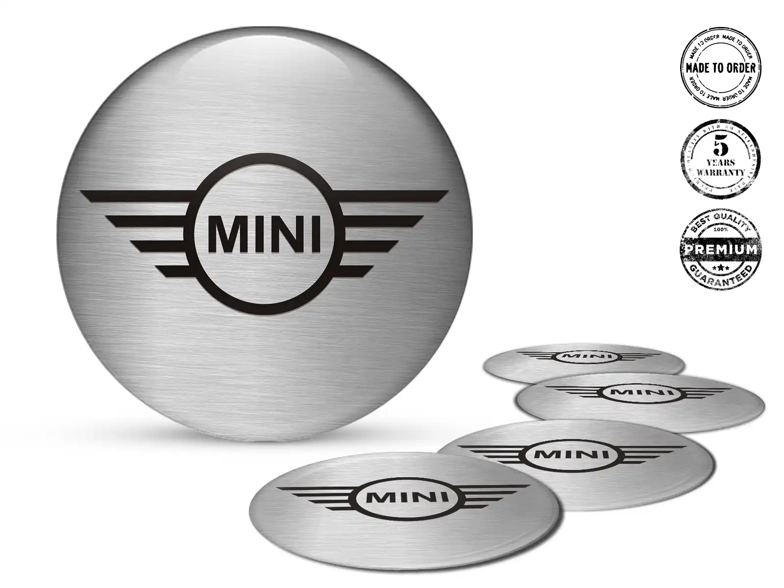 Mini Cooper Decals on Wheels Style Racing Domed Stickers